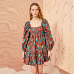 Floral Red and Blue Dress